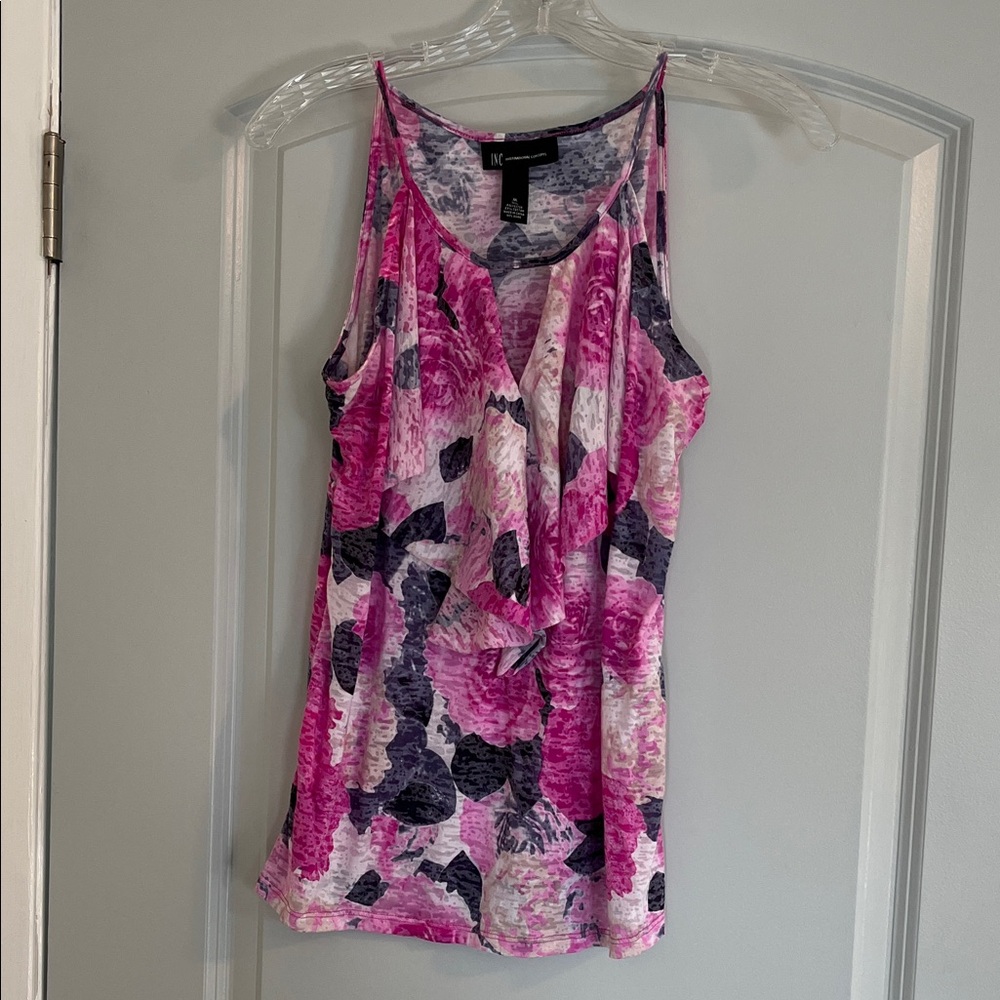 INC International Concepts Pink and Gray Floral Camisole Tank
